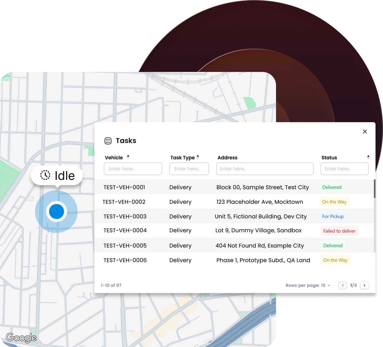 Live fleet tracking and interactive dispatch.